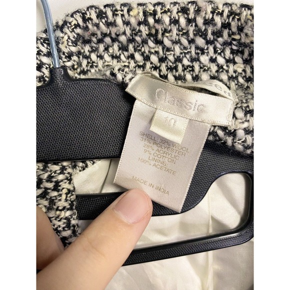 Austin Reed Womens Classic 3 Button Tweed Wool Preppy Blazer Jacket White 10 - Picture 3 of 4